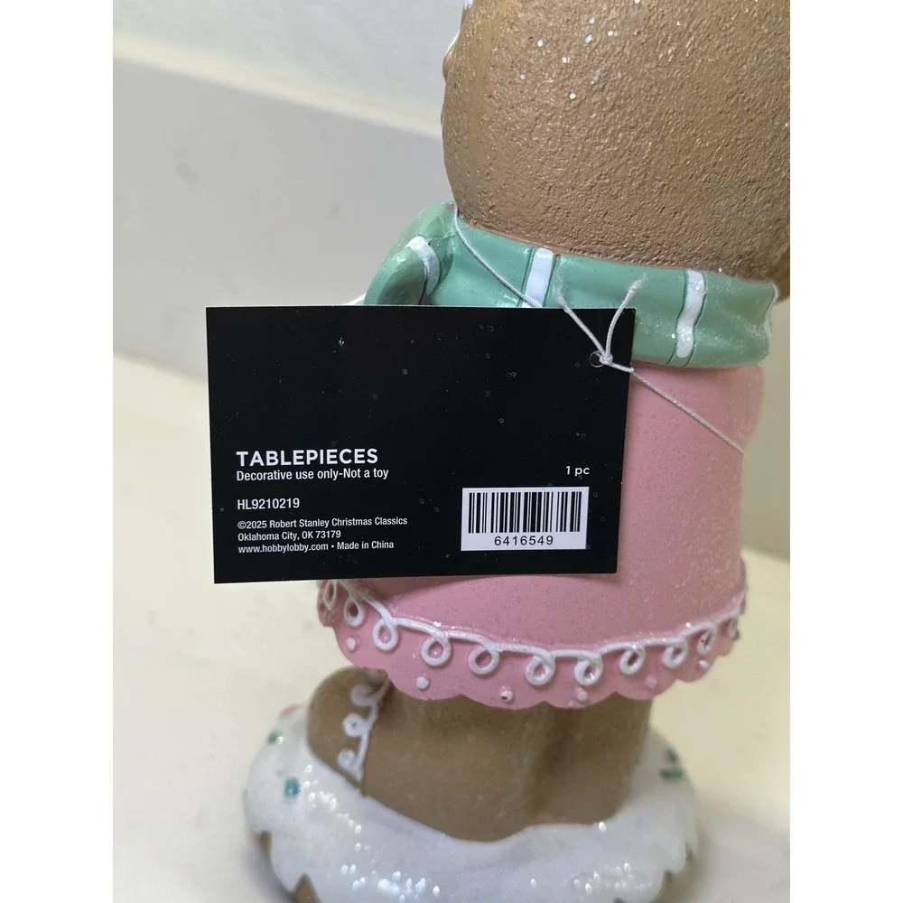 Hobby Lobby Robert Stanley Pastel Gingerbread Girl Figurine Pink Christmas 8.5